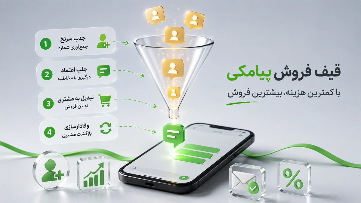 4 مرحله اجرای قیف فروش پیامکی با یک قیف روی موبایل و تبدیل مخاطب به پیامک هدفمند