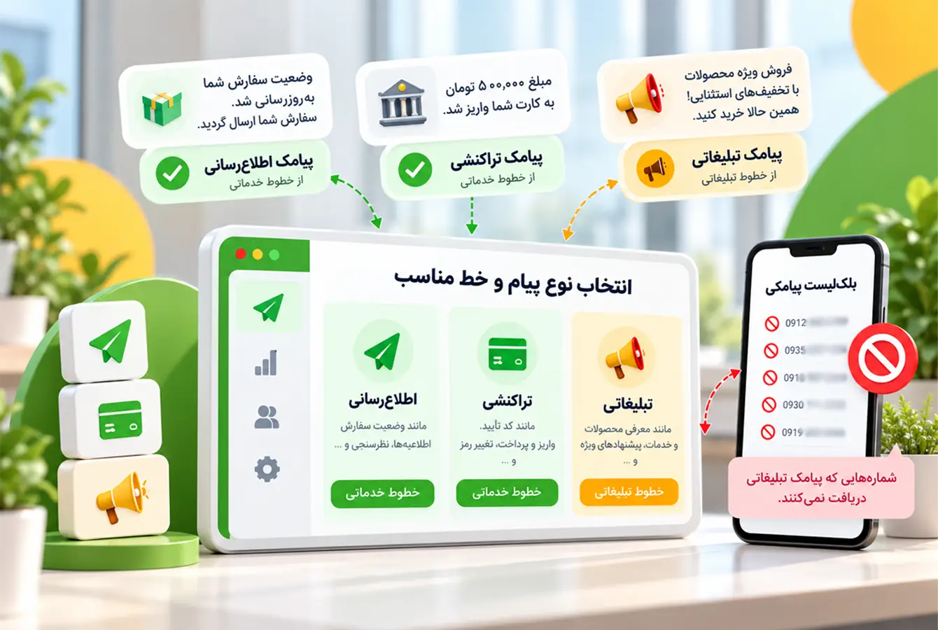 بررسی امکانات پنل پیامکی مانند گزارش ارسال، مدیریت مخاطبان، ارسال زماندار و تنظیمات و بلک لیست و شماره هایی که تبلیغات را بسته اند و خطوط دارای محدودیت ارسال پیامک تبلیغاتی