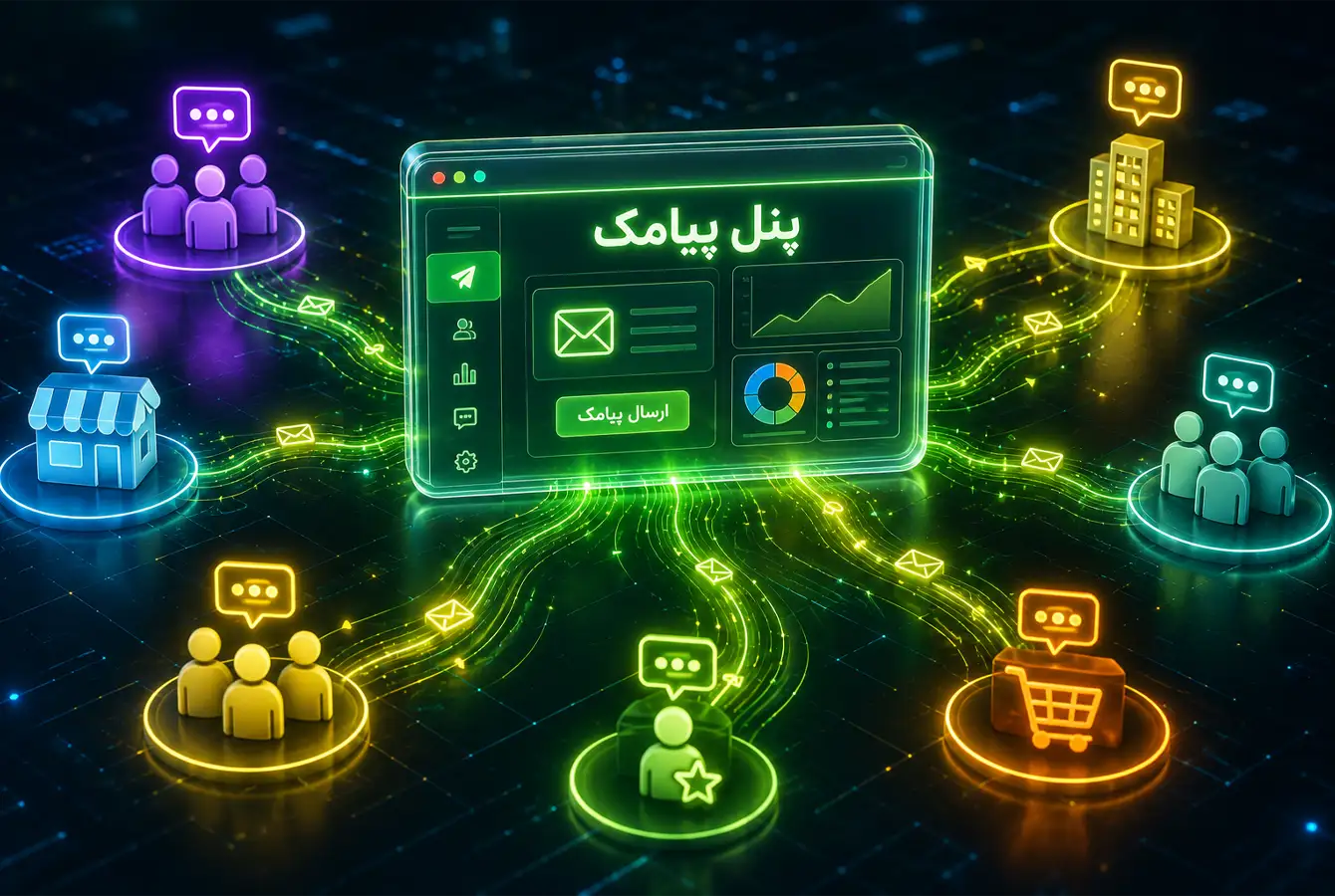 تصویر اینفوگرافیک از ماژولهای تخصصی پنل پیامکی