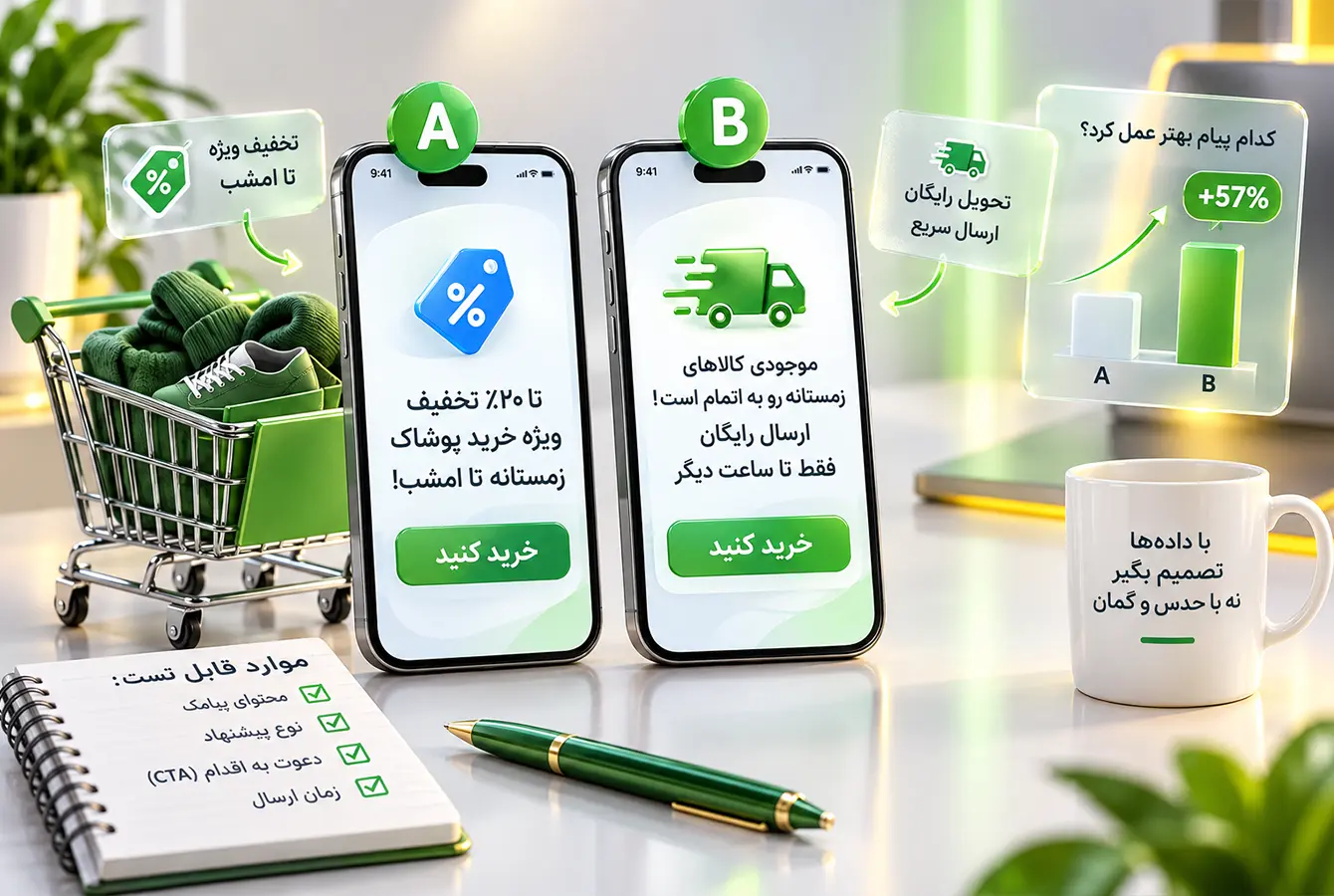 تست a/b پیامکی برای انتخاب بهترین نمونه